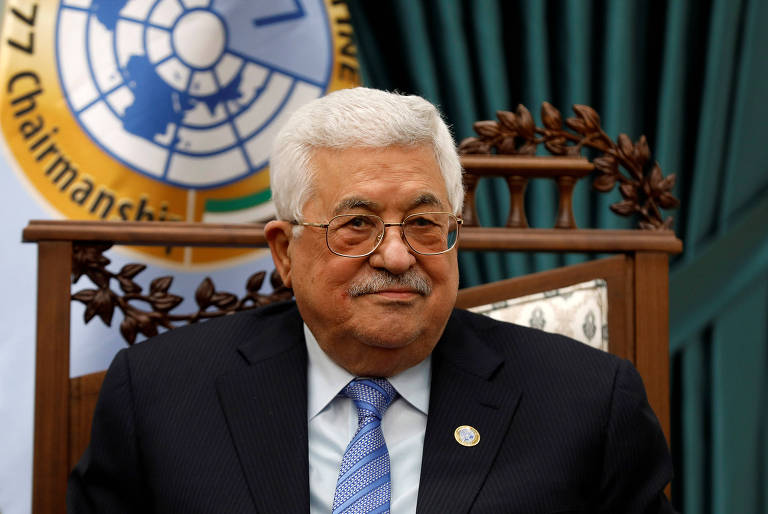 Mahmoud Abbas em reunião na Itália nesta terça 