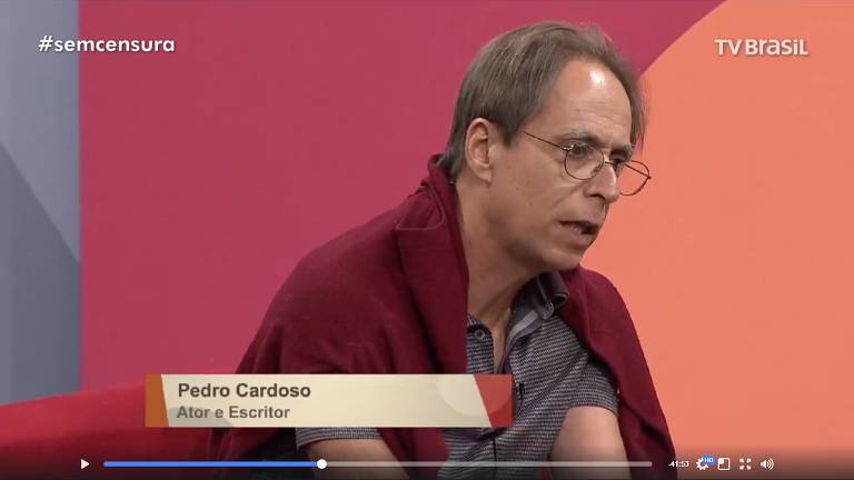 Pedro Cardoso em episódio em que abandonou o programa Sem Censura em protesto a favor de grevistas da EBC
