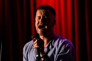 Dan Reynolds of Imagine Dragons performs at Clive Davis theatre at Grammy Museum in Los Angeles