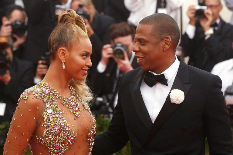 Os artistas da música Beyonce e Jay-Z 
