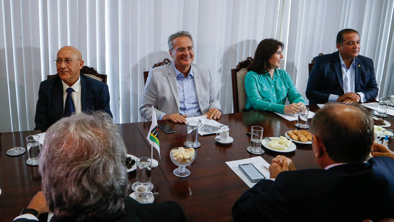 Senador Renan Calheiros, durante reunião da liderança do MDB no Senado