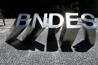 FILE PHOTO: A sign at the main entrance of the Brazilian National Development Bank (BNDES) building is seen in Rio de Janeiro