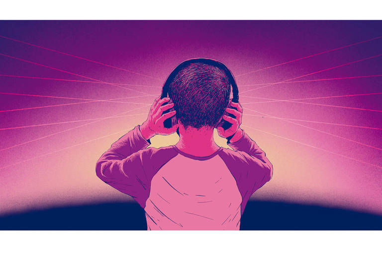 ilustração de uma criança com fones de ouvido