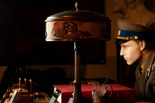 A bronze desk lamp (circa 1920), which, according to the curators, sat in a villa belonging to Soviet dictator Joseph Stalin, at the KGB Spy Museum in New York.