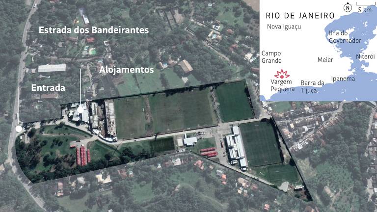 Mapa do Ninho do Urubu, CT do Flamengo