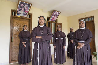 Nuns at a convent in Southern India who are supporting a fellow nun who says she was raped by Bishop Franco Mulakkal, in the southern state of Kerala, India.