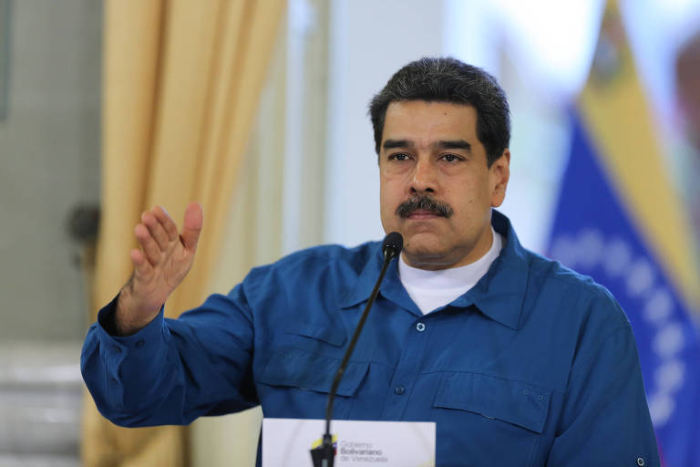 O ditador venezuelano, Nicolás Maduro, participa de reunião em Caracas, em 14 de fevereiro de 2019. 


 