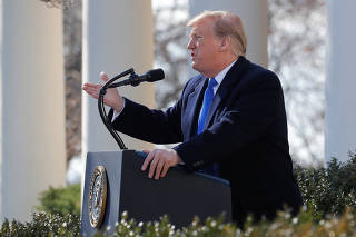 U.S.  President Trump declares national emergency while speaking about southern border security at the White House in Washington