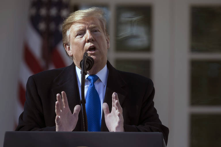 President Donald Trump speaks in the Rose Garden of the White House on Friday morning, Feb. 15, 2019. Trump formally declared a national emergency at the border on Friday to access billions of dollars to build a border wall that Congress refused to give him, transforming a highly charged policy dispute into a fundamental confrontation over separation of powers. (Sarah Silbiger/The New York Times)