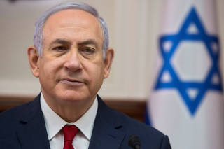 Israeli Prime Minister Benjamin Netanyahu attends the weekly cabinet meeting at the Prime Minister's office in Jerusalem