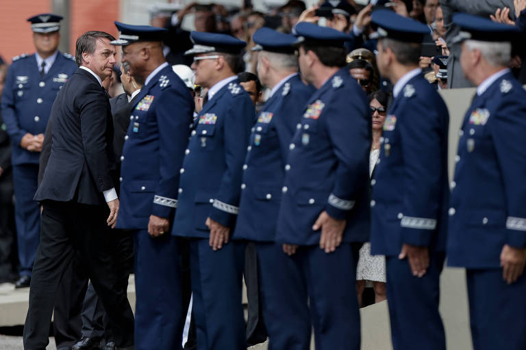 Presidente Jair Bolsonaro em cerimônia de transmissão de cargo do comandante da Aeronáutica