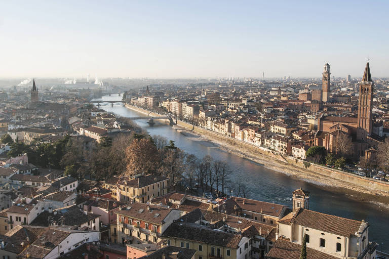 The city of Verona, Italy, as seen from the Castel San Pietro on Jan. 25, 2019. MUST CREDIT: Photo for The Washington Post by Emanuele Amighetti