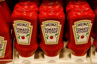 FILE PHOTO - Bottles of Heinz tomato ketchup of U.S. food company Kraft Heinz are offered at a supermarket of Swiss retail group Coop in Zumikon
