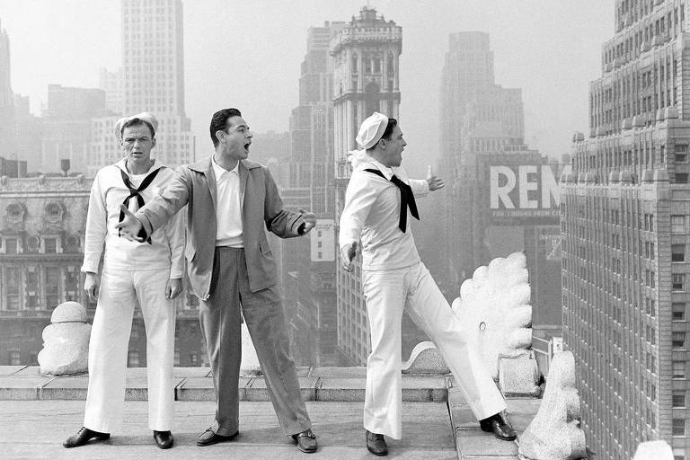 Em cena: Frank Sinatra, Stanley Donen, Gene Kelly e a cidade de Nova York, no filme "Um Dia em Nova York".
