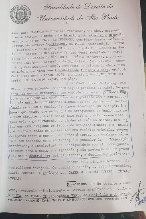 Texto entregue pelo professor Eduardo Lobo Botelho Gualazzi em sala de aula
