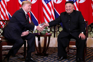 U.S. President Donald Trump meets with North Korean leader Kim Jong Un in Hanoi