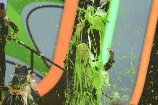 Pitbull gets slimed at 2013 Kid's Choice Awards in Los Angeles