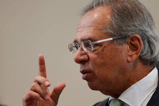 Brazil's Economy Minister Paulo Guedes is seen after a meeting with governors about pension reform bill proposal in Brasilia