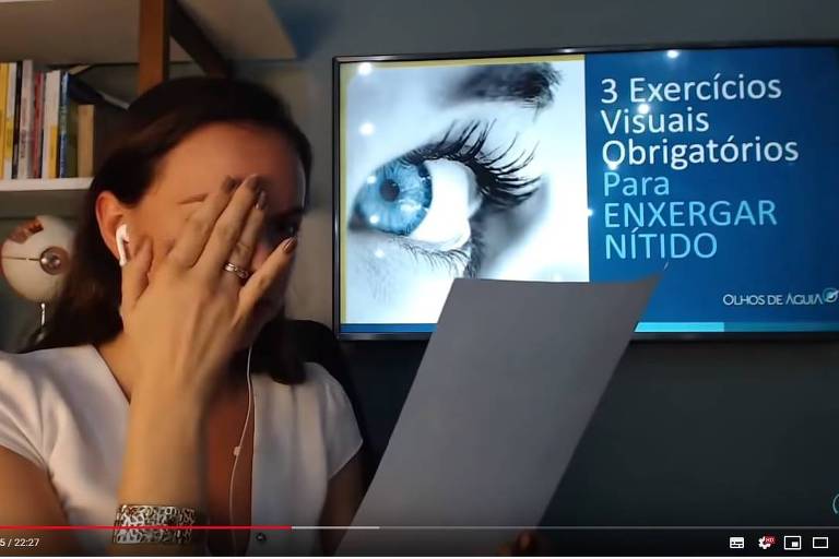 A terapeuta ocupacional Tatiana Gebrael ensina exercícios visuais em aula sem comprovação científica no YouTube