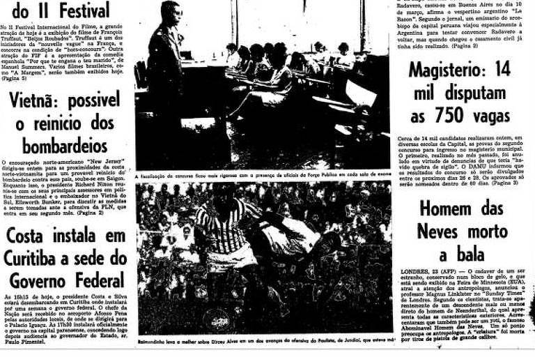 Primeira Página da Folha de 24 de março de 1969