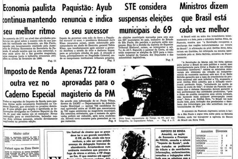 Primeira Página da Folha de 26 de março de 1969