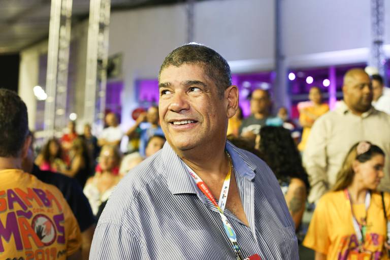 O vereador Milton Leite no desfile das escolas de samba de São Paulo no Anhembi
