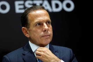 The governor of Brazil's Sao Paulo state Joao Doria is seen during a news conference regarding Ford Motor Co's closure of its Sao Bernardo do Campo plant and ending truck manufacturing in South America, in Sao Paulo