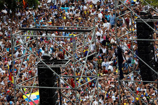 Venezuelan opposition leader Juan Guaido arrives in Caracas