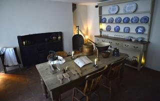 The kitchen is seen in the Charles Dickens Museum in central London