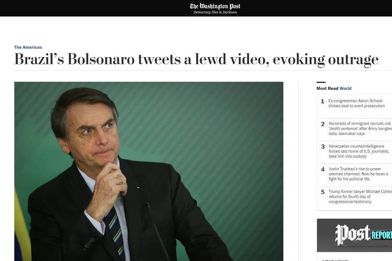 Imprensa internacional repercute posts obscenos de Bolsonaro