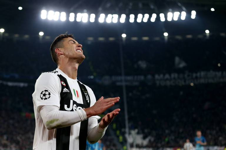 Cristiano Ronaldo durante a vitória da Juventus contra o Atlético de Madri, pelas oitavas de final da Liga dos Campeões