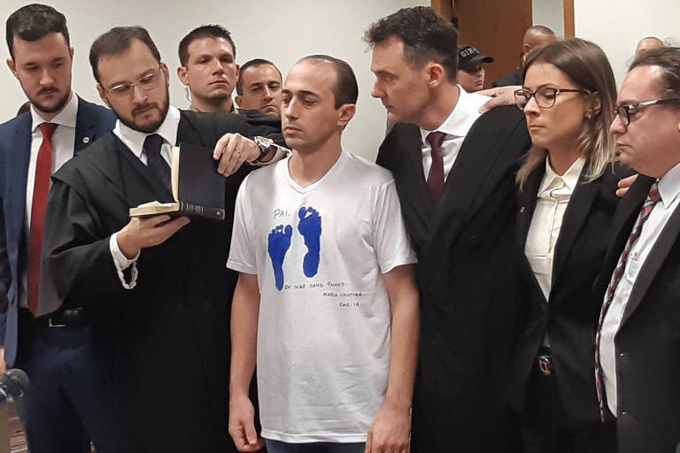 Pai de Bernardo, Leandro Boldrini, no último dia do julgamento no RS