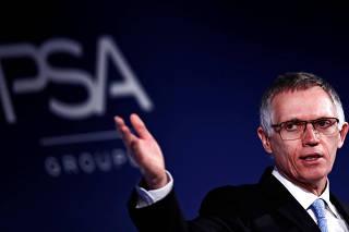 Carlos Tavares, Chief Executive Officer and Chairman of the Managing Board of PSA Group, attends a news conference to announce the company's 2018 results at their headquarters in Rueil-Malmaison