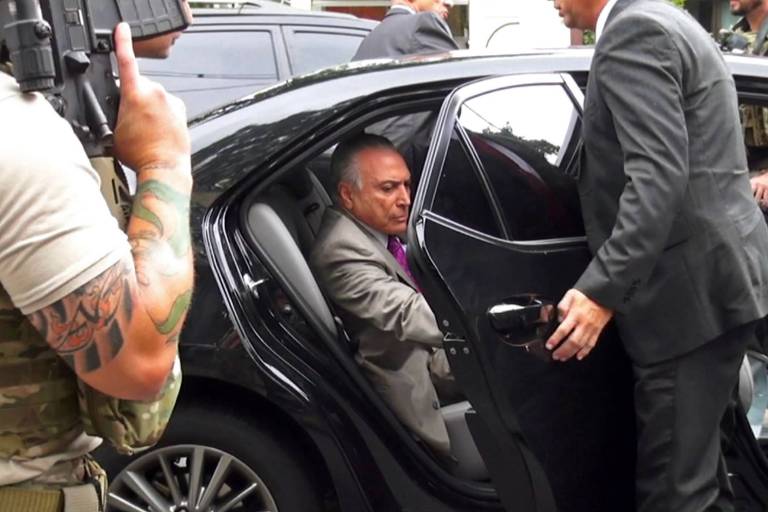 O ex-presidente Temer depois que teve sua prisão anunciada pela Polícia Federal