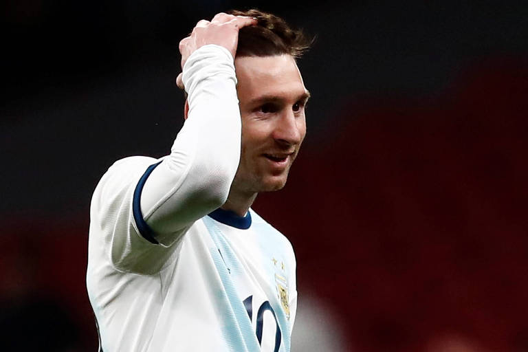 Jogador Lionel Messi durante partida amistosa entre Argentina e Venezuela