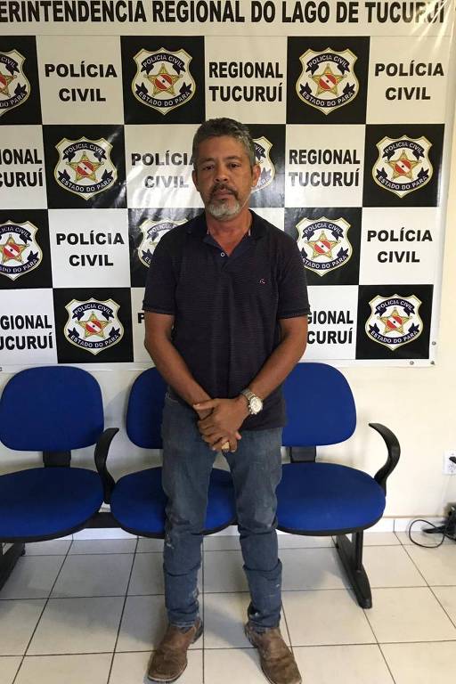 Fazendeiro Fernando Ferreira Rosa Filho, 43, é apresentado pela Polícia Civil, em Tucuruí (PA)