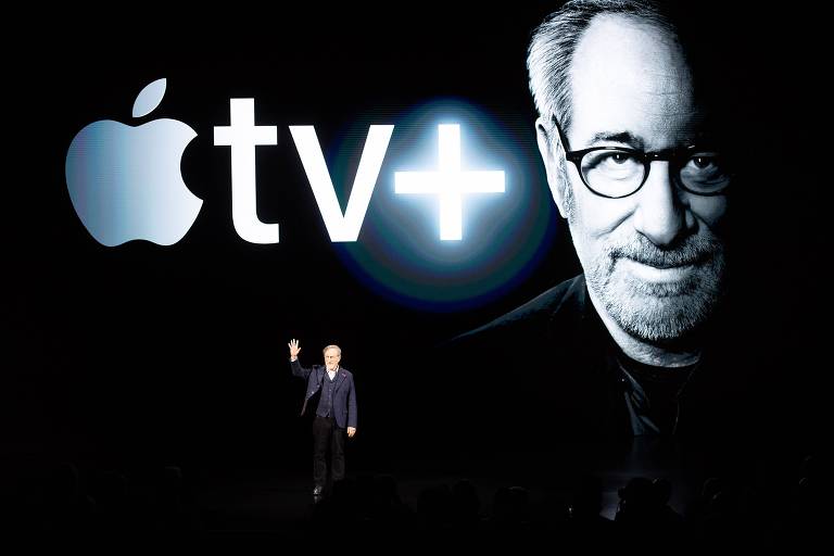 Steven Spielberg em evento de lançamento da Apple tv+, na Califórnia