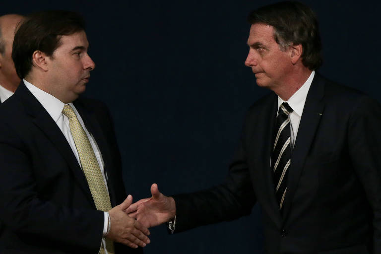 O deputado Rodrigo Maia (DEM-RJ) e o presidente Jair Bolsonaro (PSL), que tiveram atritos na última semana