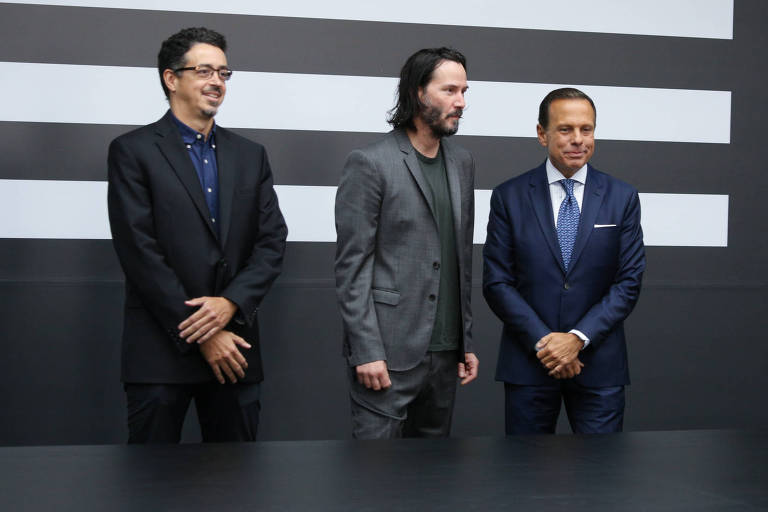 Sergio Sá Leitão, secretário estadual da cultura, Keanu Reeves e o governador João Dória se encontraram nesta quarta-feira (3) em SP