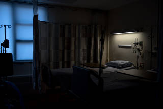 An empty hospital room in New York.