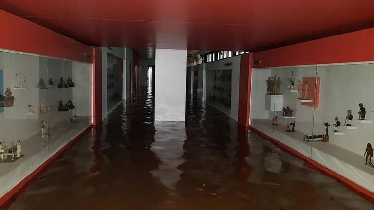 Museu Casa do Pontal, no Recreio dos Bandeirantes, alagado após as chuvas de 8 de abril de 2019
