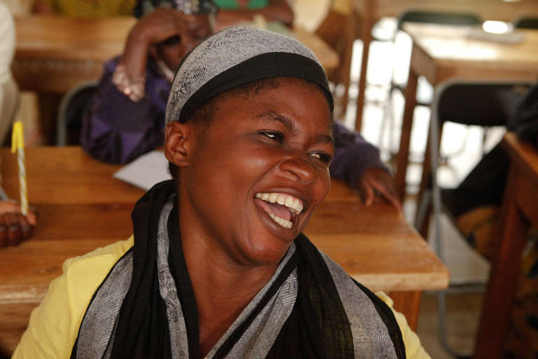 Aluna da City of Joy, na República Democrática do Congo, centro de acolhimento para mulheres vítimas de violência criado pelo ginecologista Denis Mukwege, ganhador do Nobel da Paz de 2018