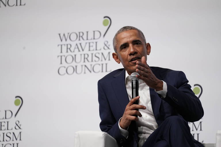 El expresidente Barack Obama durante la entrevista en el WTTC (Conselho Mundial de Viagens y Turismo)