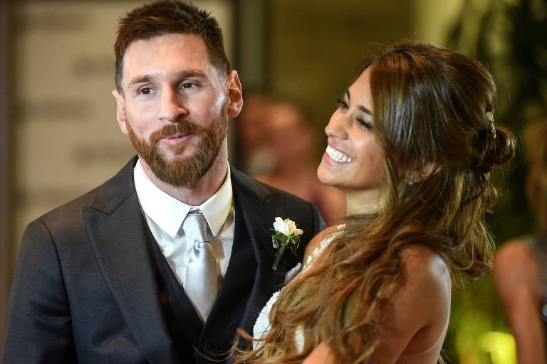 O jogador Lionel Messi no casamento com Antonella Roccuzzo, em 2017