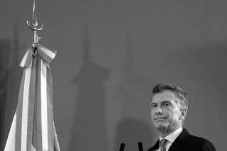 Argentina's President Mauricio Macri arrives for a ceremony at the Casa Rosada Presidential Palace in Buenos Aires
