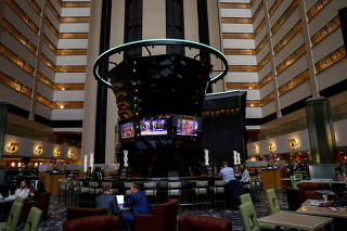 FILE PHOTO: A view inside the lobby of the Marriott Marquis hotel in Times Square in New York