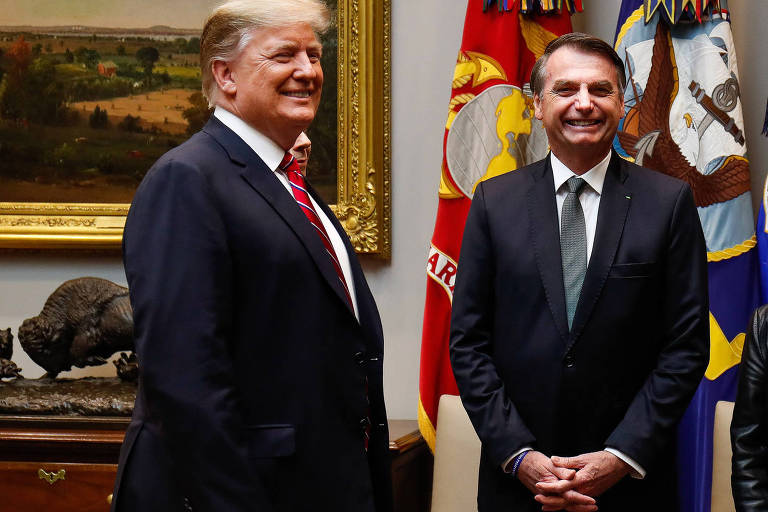 Donald Trump, presidente dos EUA, e Jair Bolsonaro, presidente do Brasil