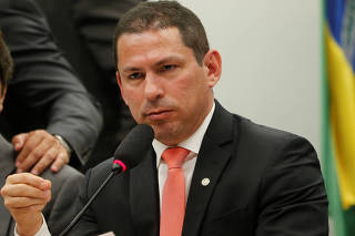 Brazilian Federal Deputy Marcelo Ramos speaks during a session of the commission of the pension reform bill at the National Congress in Brasilia