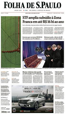 Capa da Edição São Paulo da Folha