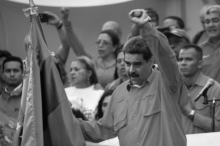 O ditador Nicolás Maduro durante ato em Caracas 
